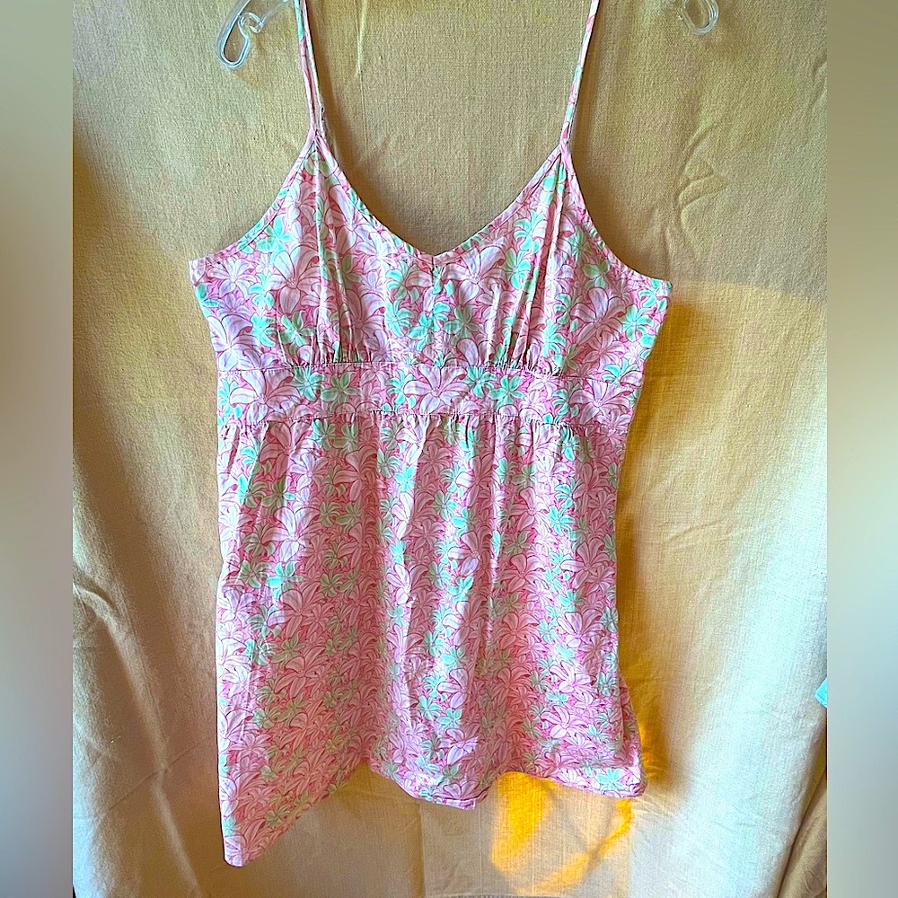 Vineyard Vines Pink Green Floral cotton mini Dress preppy beachy coastal summer